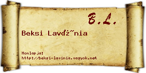 Beksi Lavínia névjegykártya